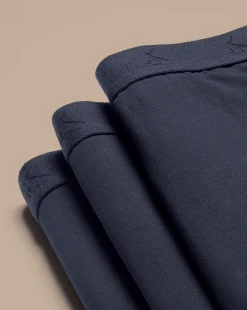 Clearance Charles Tyrwhitt 3 Pack Cotton Stretch Jersey Trunks - French Blue Navy