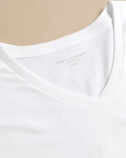 Discount Charles Tyrwhitt 2 Pack V-Neck Cotton T-Shirt - White