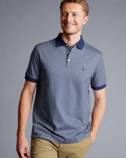 Clearance Charles Tyrwhitt Birdseye Pique Polo - Blue Royal