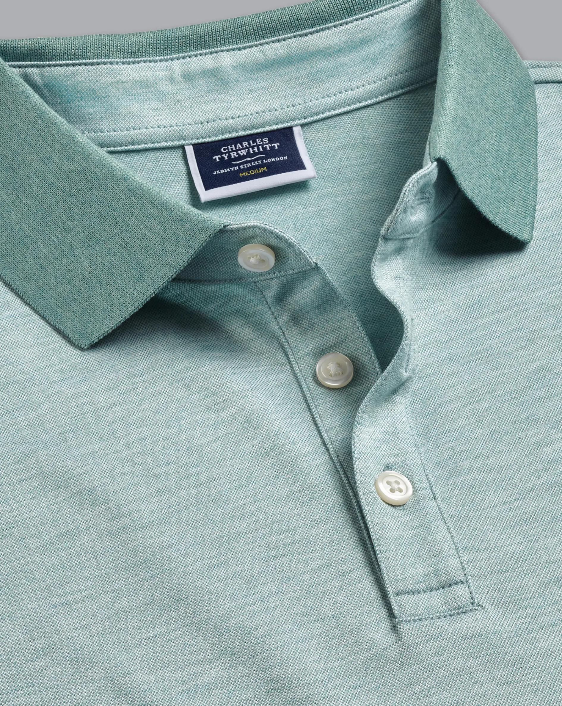 Flash Sale Charles Tyrwhitt Birdseye Pique Polo - Green Teal