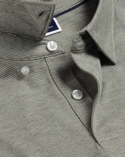 Clearance Charles Tyrwhitt Birdseye Stripe Jacquard Polo - Light Grey