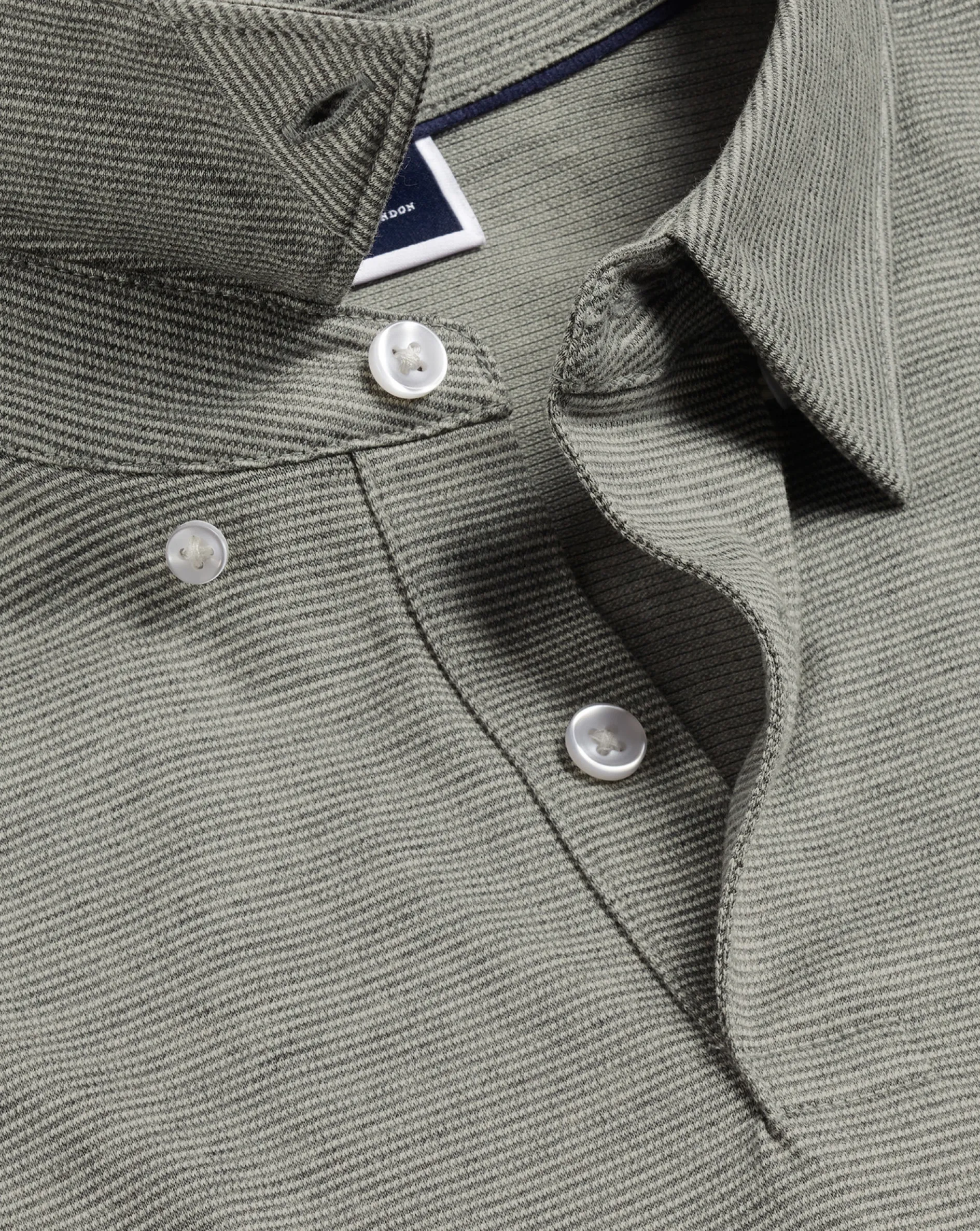 Clearance Charles Tyrwhitt Birdseye Stripe Jacquard Polo - Light Grey
