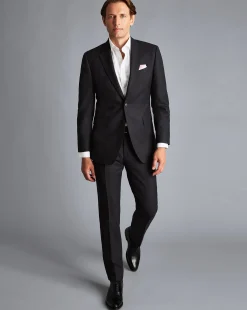 Cheap Charles Tyrwhitt Birdseye Travel Suit Jacket - Grey Charcoal
