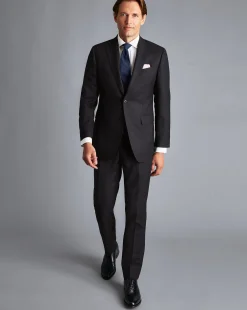 Cheap Charles Tyrwhitt Birdseye Travel Suit Jacket - Grey Charcoal