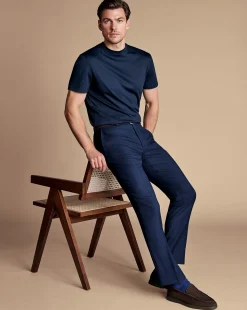 Cheap Charles Tyrwhitt Birdseye Ultimate Performance Suit Pants - Blue Indigo
