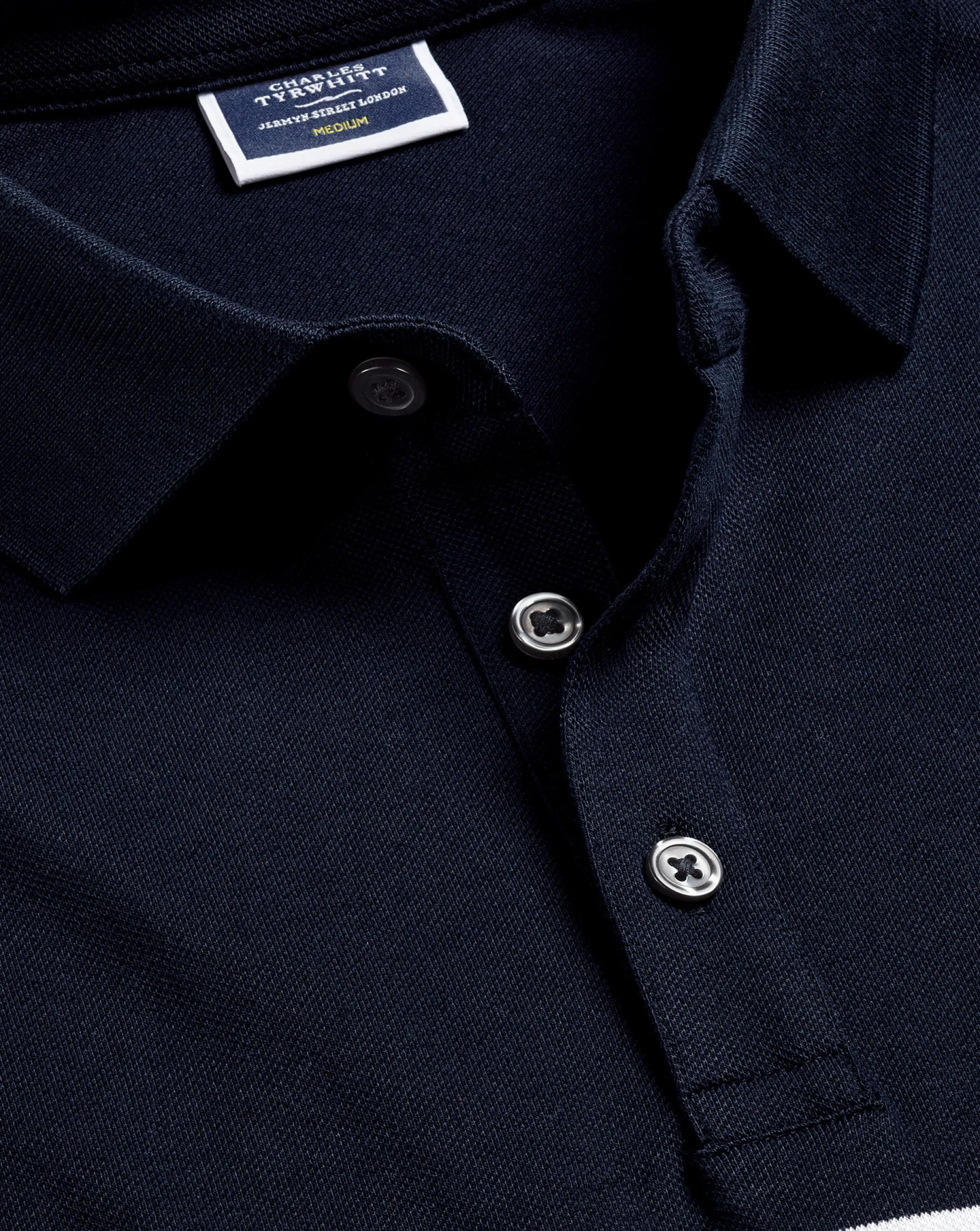 Clearance Charles Tyrwhitt Breton Stripe Tyrwhitt Pique Polo - Navy & White Navy and White