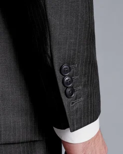 Cheap Charles Tyrwhitt British Luxury Stripe Suit Jacket - Gray Charcoal