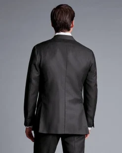 Cheap Charles Tyrwhitt British Luxury Stripe Suit Jacket - Gray Charcoal