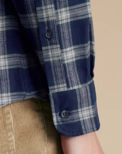 Sale Charles Tyrwhitt Brushed Flannel Check Shirt - French Blue