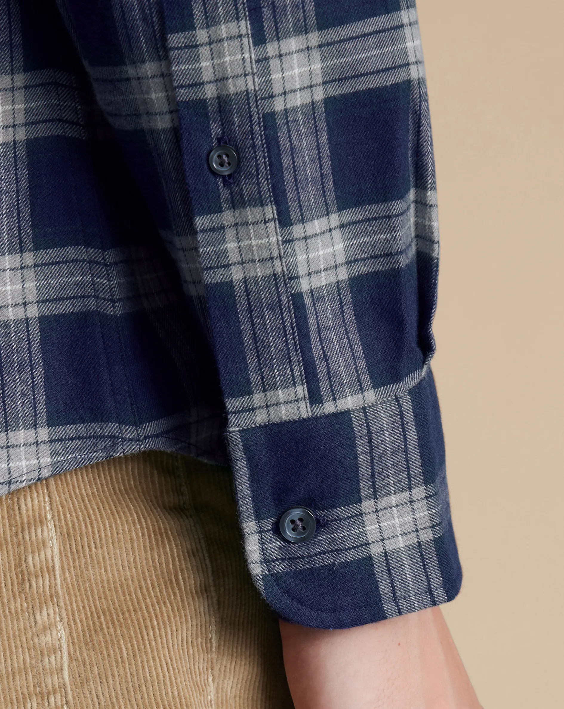 Sale Charles Tyrwhitt Brushed Flannel Check Shirt - French Blue