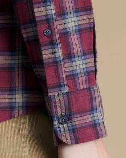 Sale Charles Tyrwhitt Brushed Flannel Check Shirt - Dark Red