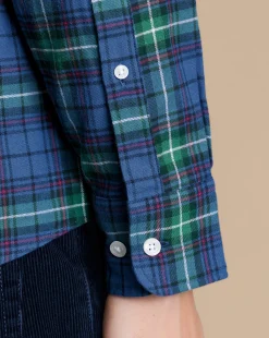 Store Charles Tyrwhitt Brushed Flannel Multi Check Shirt - Green Green Multicoloured