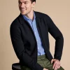 New Charles Tyrwhitt Brushed Wool & Milano Zip Through Jacket - Dark Navy