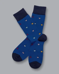 Hot Charles Tyrwhitt Bulldog Clip Motif Socks - Cobalt Blue
