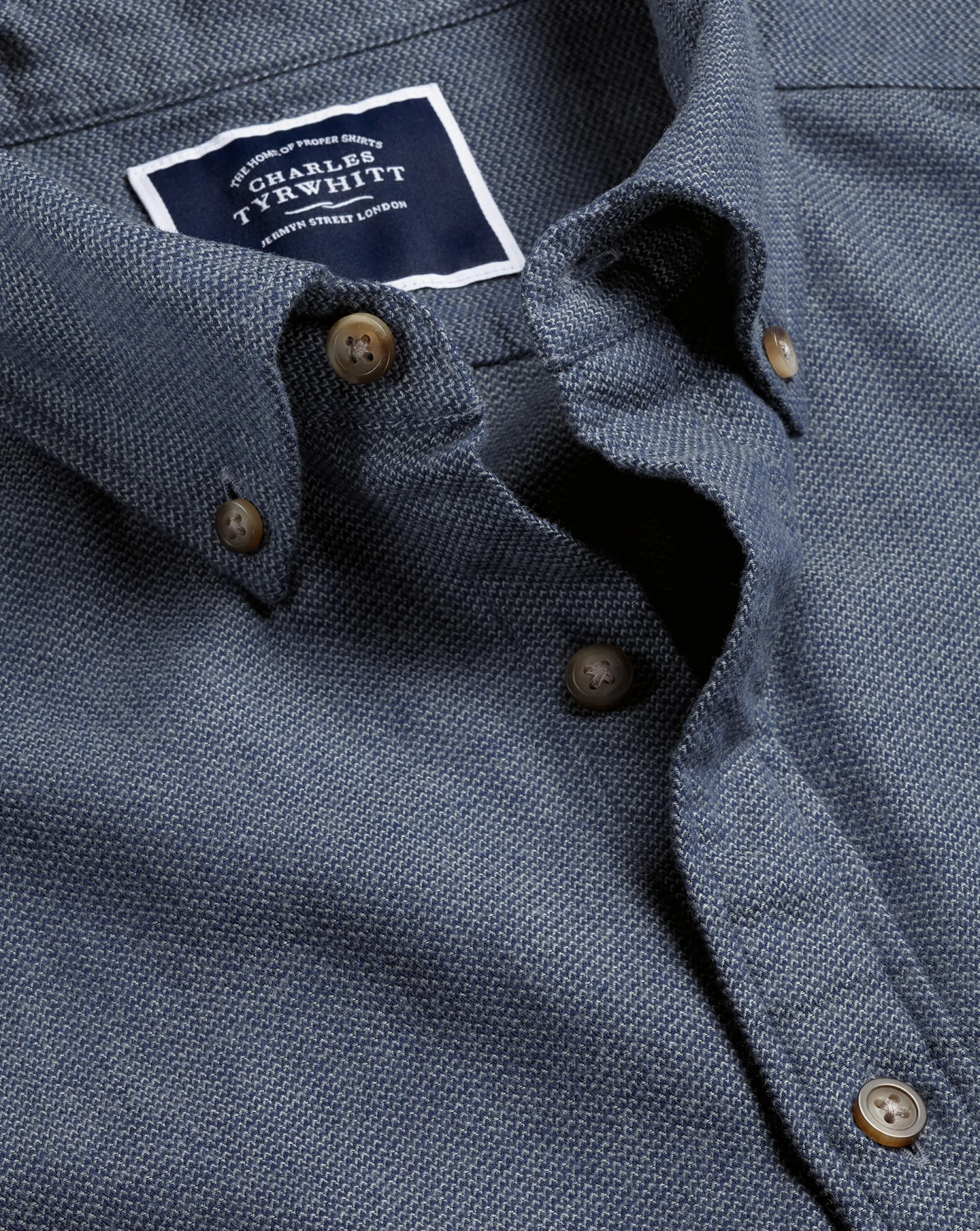 Best Sale Charles Tyrwhitt Button-Down Collar Arrow Dobby Brushed Flannel Shirt - Steel Blue