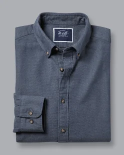 Best Sale Charles Tyrwhitt Button-Down Collar Arrow Dobby Brushed Flannel Shirt - Steel Blue