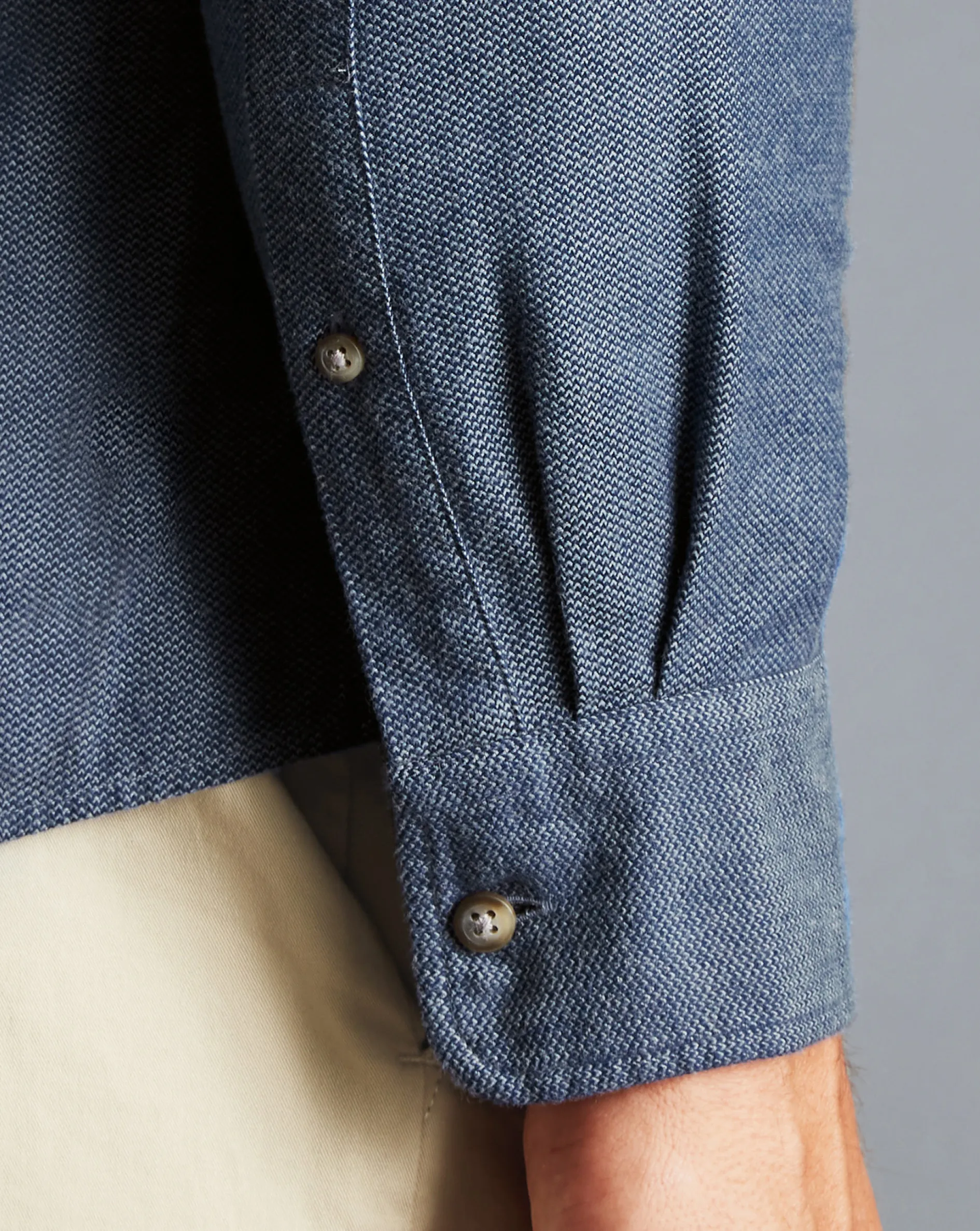 Best Sale Charles Tyrwhitt Button-Down Collar Arrow Dobby Brushed Flannel Shirt - Steel Blue