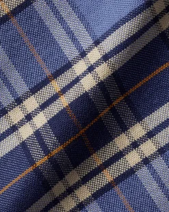 Shop Charles Tyrwhitt Button-Down Collar Brushed Washed Oxford Overcheck Shirt - Blue Indigo