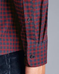 Sale Charles Tyrwhitt Button-Down Collar Brushed Cotton Twill Check Shirt - Red