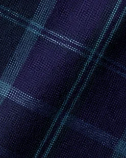 Shop Charles Tyrwhitt Button-Down Collar Brushed Washed Oxford Check Shirt - Heather Blue