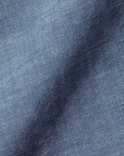 New Charles Tyrwhitt Button-Down Collar Chambray Shirt - Indigo Blue