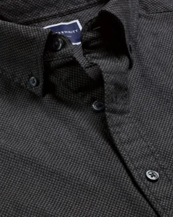 Best Sale Charles Tyrwhitt Button-Down Collar Dobby Flannel Shirt - Grey Charcoal