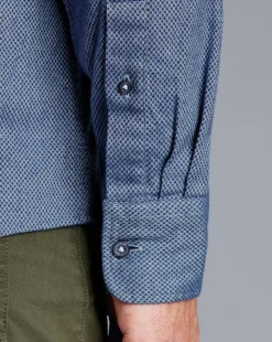 Online Charles Tyrwhitt Button-Down Collar Dobby Flannel Shirt - Blue Indigo