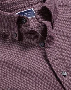 Sale Charles Tyrwhitt Button-Down Collar Dobby Flannel Shirt - Blackberry Purple