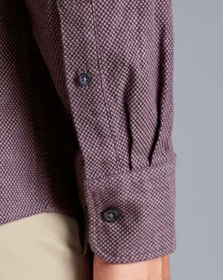 Sale Charles Tyrwhitt Button-Down Collar Dobby Flannel Shirt - Blackberry Purple