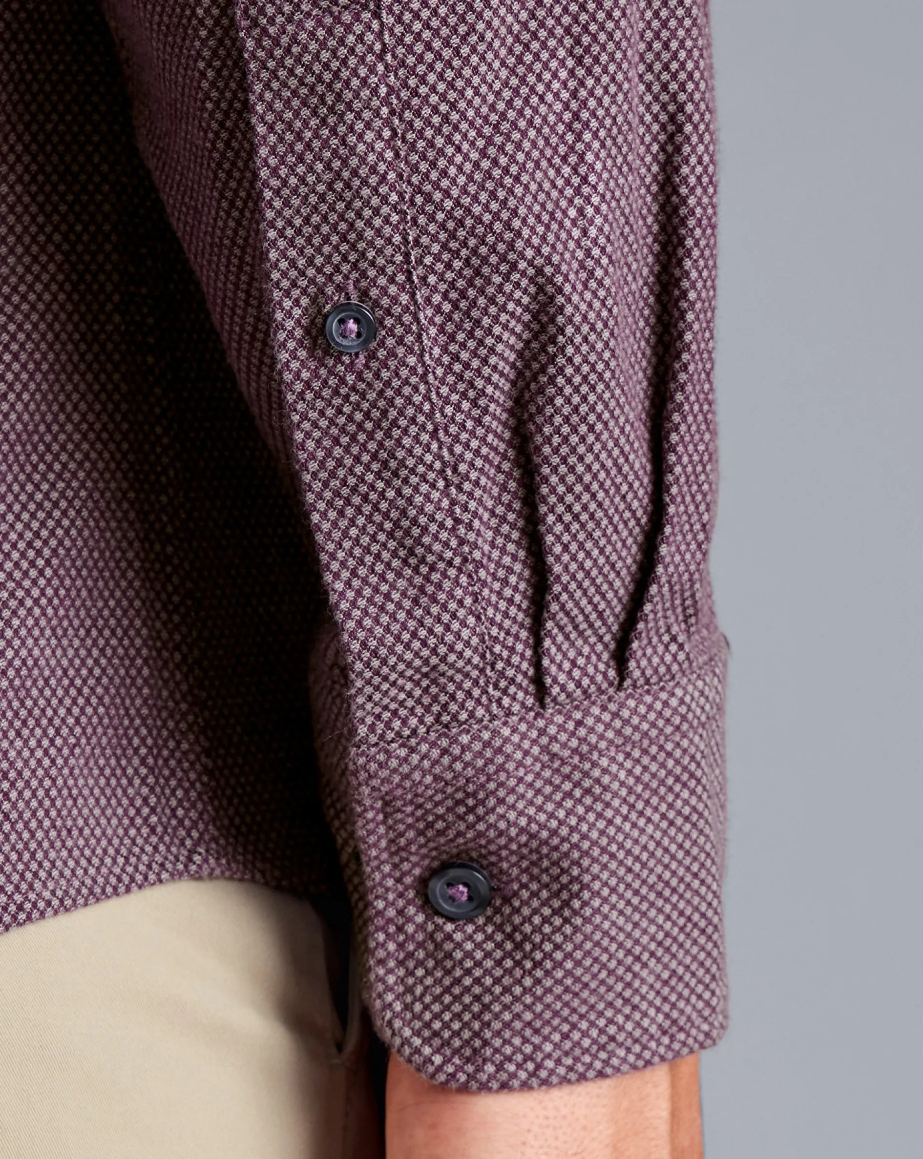 Sale Charles Tyrwhitt Button-Down Collar Dobby Flannel Shirt - Blackberry Purple