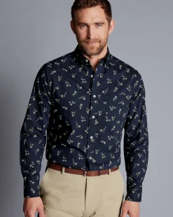 Online Charles Tyrwhitt Button-Down Collar Non-Iron Floral Print Shirt - Stone