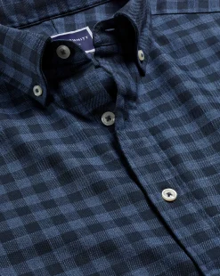 Hot Charles Tyrwhitt Button-Down Collar Non-Iron Twill Gingham Shirt - Blue Indigo