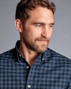 Hot Charles Tyrwhitt Button-Down Collar Non-Iron Twill Gingham Shirt - Blue Indigo