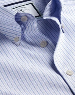 Store Charles Tyrwhitt Button-Down Collar Non-Iron Oxford Twin Check Shirt - Purple Lilac