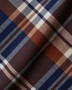 Outlet Charles Tyrwhitt Button-Down Collar Non-Iron Stretch Poplin Plaid Check Shirt - Rust