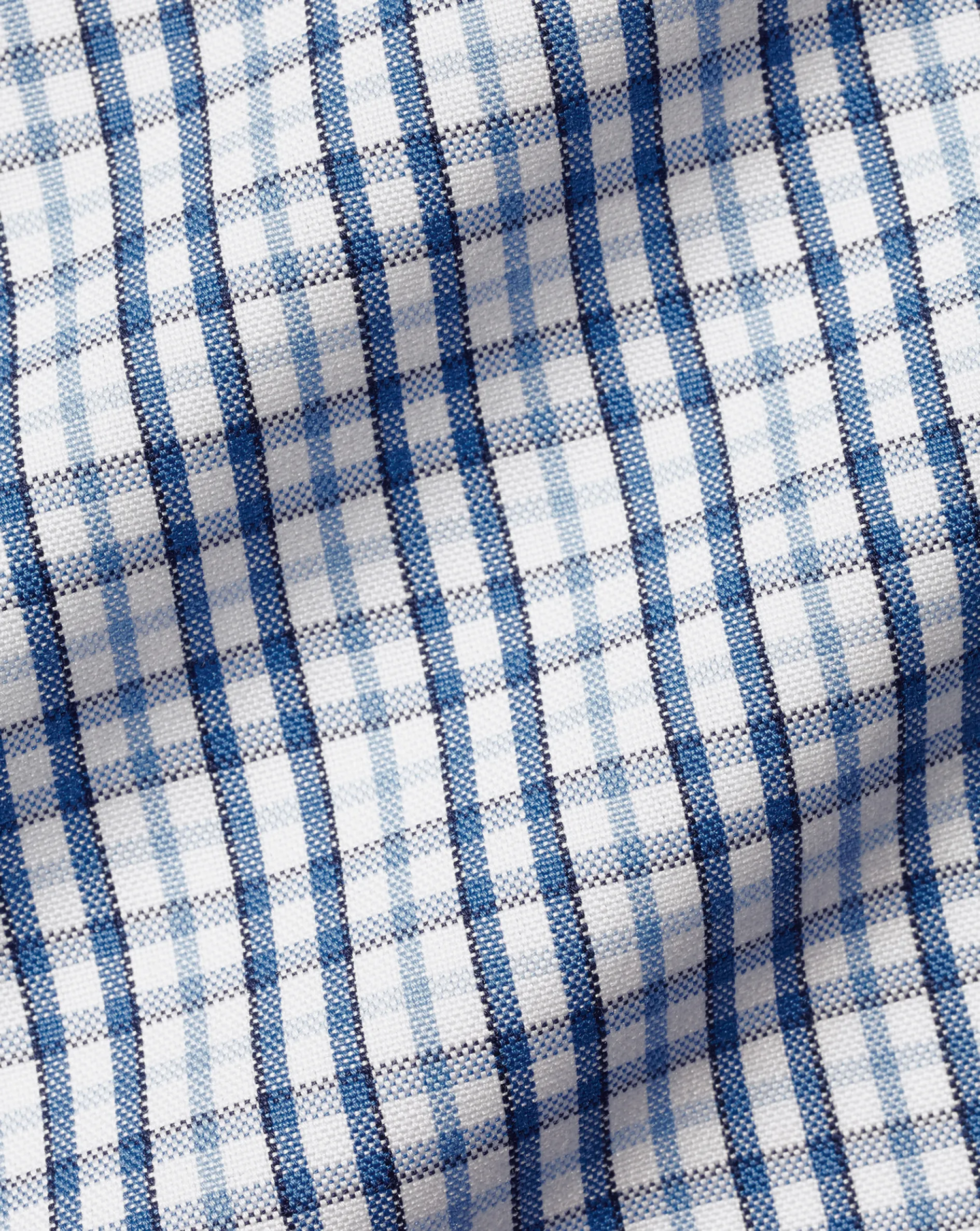 Hot Charles Tyrwhitt Button-Down Collar Non-Iron Oxford Multi Check Shirt - Ocean Blue