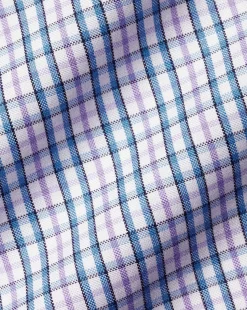 Sale Charles Tyrwhitt Button-Down Collar Non-Iron Oxford Multi Check Shirt- Mauve Purple