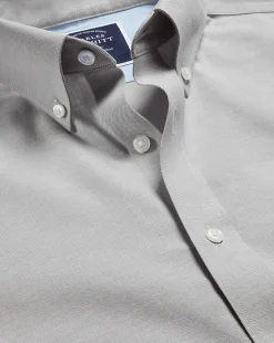 Discount Charles Tyrwhitt Button-Down Collar Non-Iron Stretch Oxford Shirt - Grey Silver