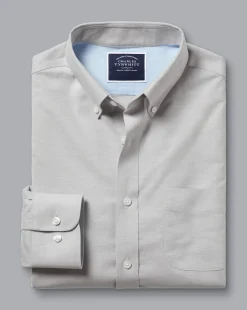 Discount Charles Tyrwhitt Button-Down Collar Non-Iron Stretch Oxford Shirt - Grey Silver