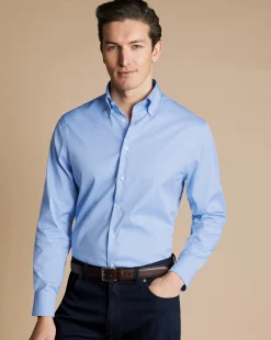 Hot Charles Tyrwhitt Button-Down Collar Non-Iron Shirt - Blue Sky