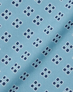 Cheap Charles Tyrwhitt Button-Down Collar Non-Iron Stretch Poplin Diamond Print Short Sleeve Shirt - Green Aqua