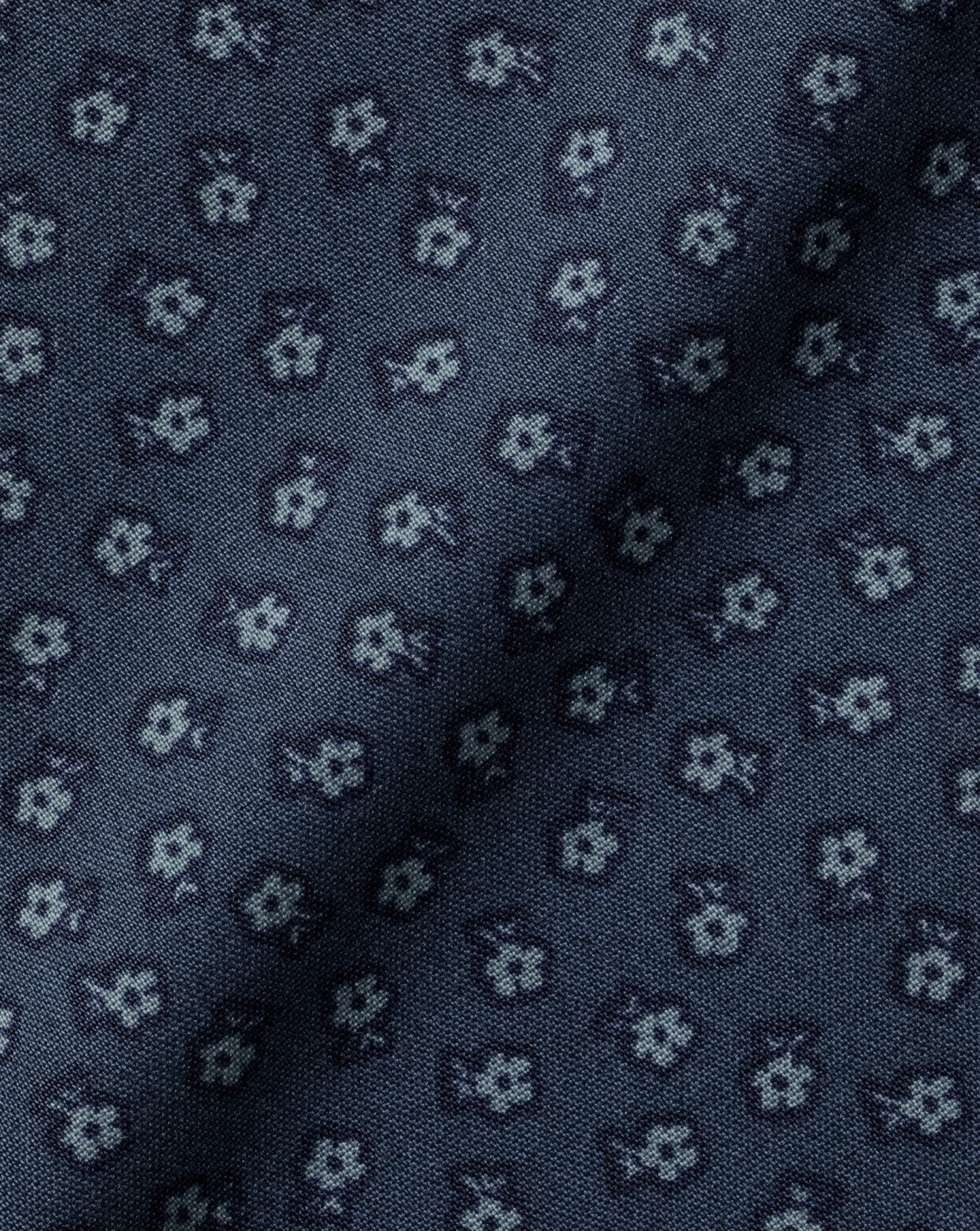 New Charles Tyrwhitt Button-Down Collar Non-Iron Midi Floral Print Shirt - Petrol Blue