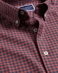 New Charles Tyrwhitt Button-Down Collar Non-Iron Twill Gingham Shirt - Salmon Pink