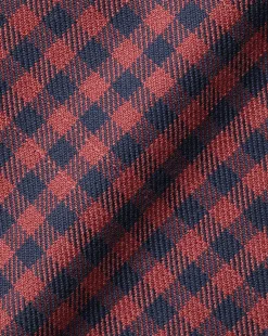 New Charles Tyrwhitt Button-Down Collar Non-Iron Twill Gingham Shirt - Salmon Pink