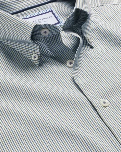 Outlet Charles Tyrwhitt Button-Down Collar Non-Iron Gingham Check Shirt - Green Olive