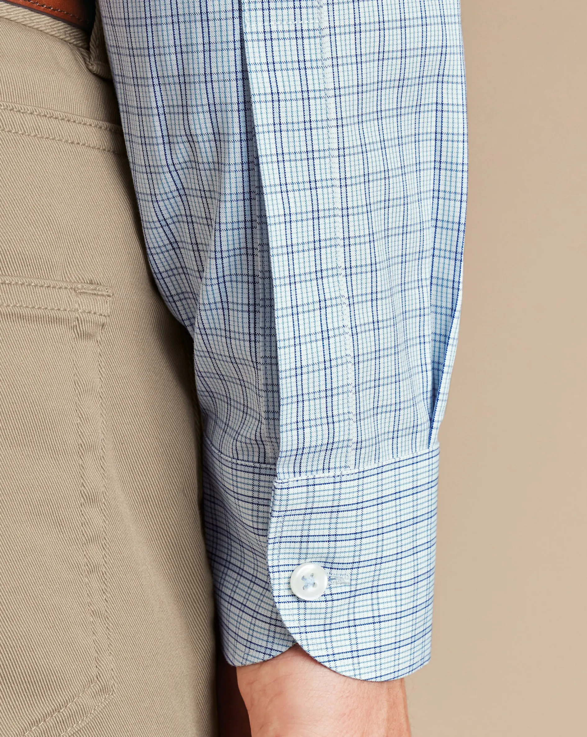 Hot Charles Tyrwhitt Button-Down Collar Non-Iron Check Oxford Shirt - Mid Blue