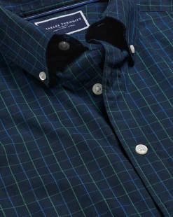 Fashion Charles Tyrwhitt Button-Down Collar Non-Iron Stretch Poplin Check Shirt - Dark Navy