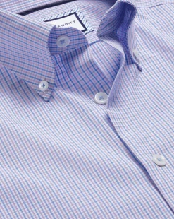 Cheap Charles Tyrwhitt Button-Down Collar Non-Iron Oxford Gingham Check Shirt - Purple Violet