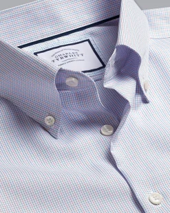 Outlet Charles Tyrwhitt Button-Down Collar Non-Iron Check Shirt - Bright Pink