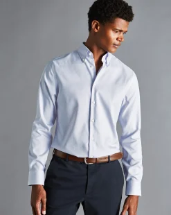 Outlet Charles Tyrwhitt Button-Down Collar Non-Iron Check Shirt - Bright Pink